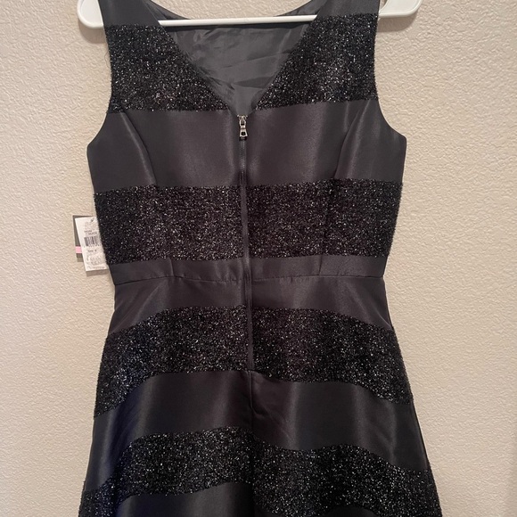 Black Striped Sparkle Fit & Flare Dress - Picture 2 of 2